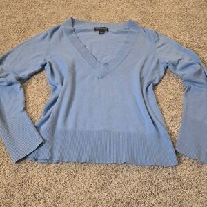 Banana Republic Soft Cashmere Silk Cotton Blend Sky Blue V-Neck Sweater
